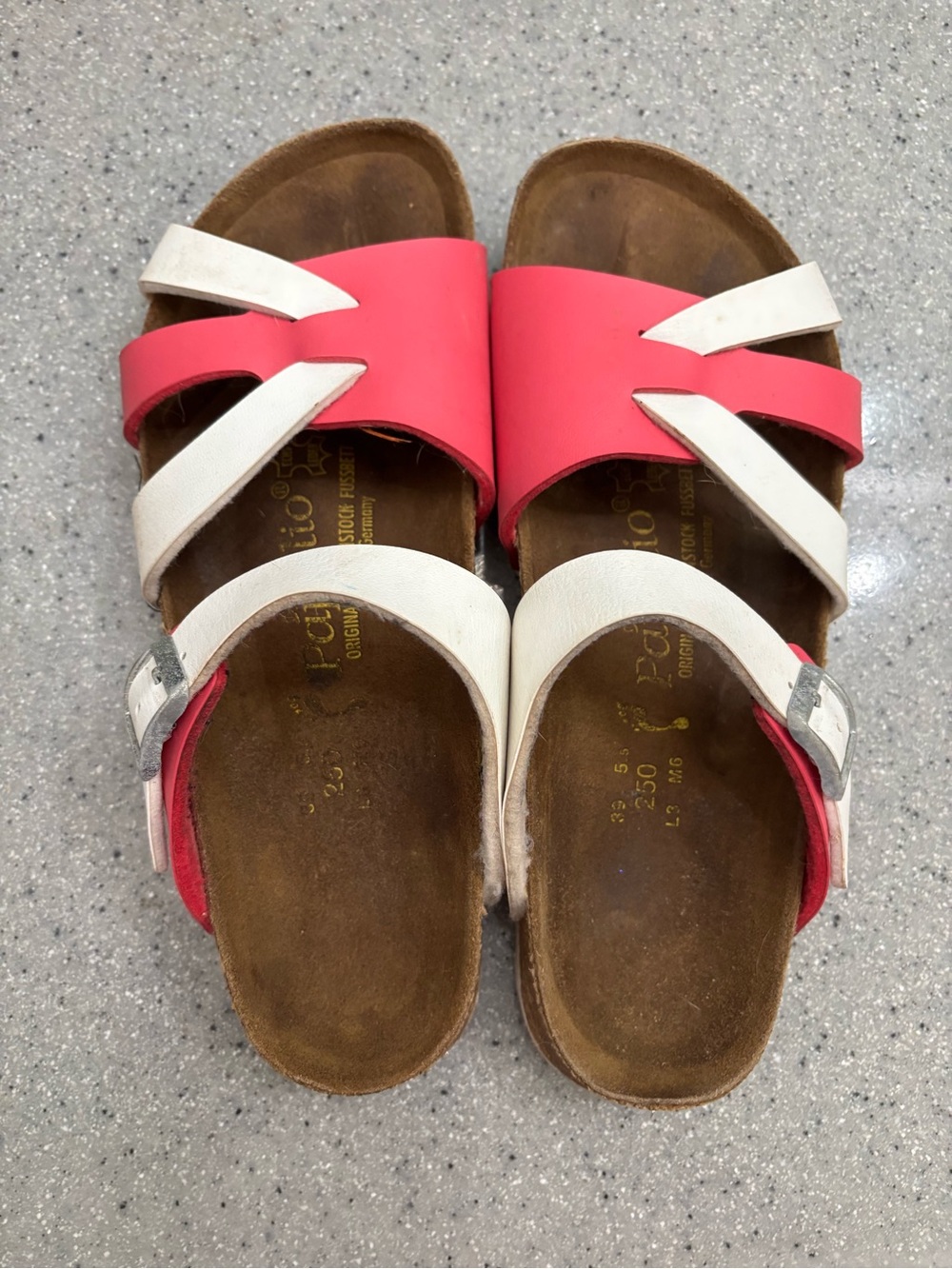 Birkenstock Papillio Women's White and hot pink Two-Strap Slide Sandals